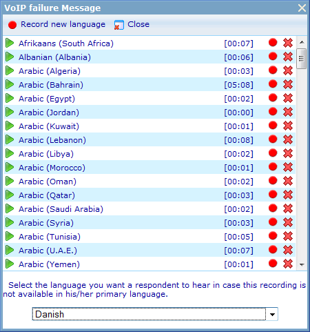 VoIP failure message dialog