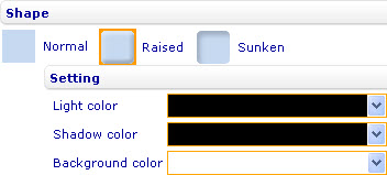 (Change the shape of chart) Style sheet - Chart area - Chart shape - Shape - Raised