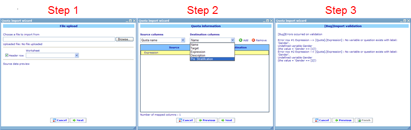 Import quotas for excel